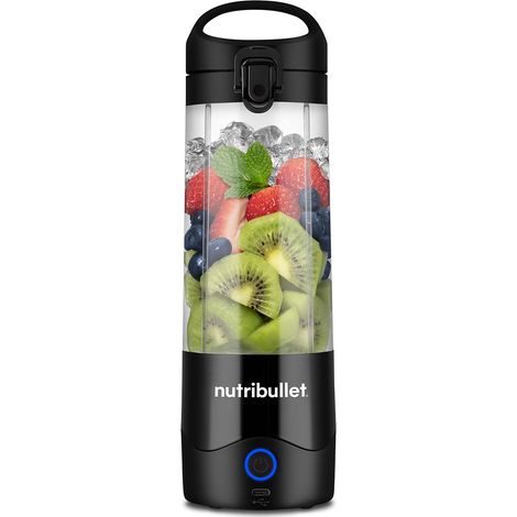Mixeur portable noir – Lame d'extraction puissante, tasse de 475 ml, couvercle à emporter, câble de charge USB-C et guide de l'utilisateur – Offre plus de 15 cycles (1/5)