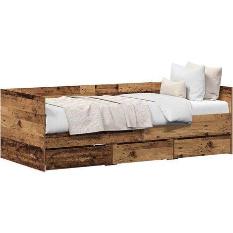 Maison Exclusive - Tagesbett mit Kopfteil Altholz 90 x 190 cm Hol