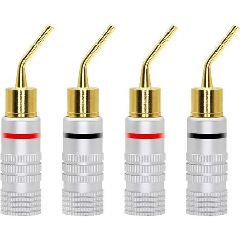 Plaqué Or 2mm Fiche Banane à vis Audio Haut-Parleur Plots Broche Adaptateur Connecteur de Câble (4pcs) (1/5)