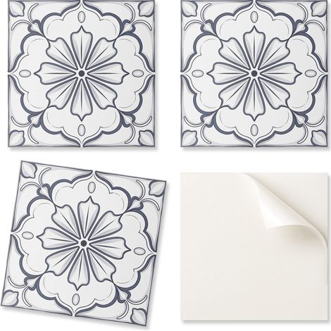 Baldosas de vinilo decorativas para cocina o ba帽o con estampado floral, 20x20x20 cm.