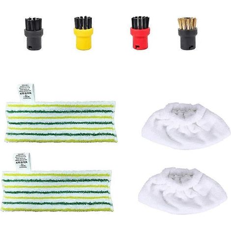 Lot de 8 têtes de brosse vapeur, buses et chiffons de sol pour Karcher SC2, SC3, SC4, SC5, Easyfix CTK10, CTK20, SG4/2 et SG4/4 - Pièces de rechange (1/5)