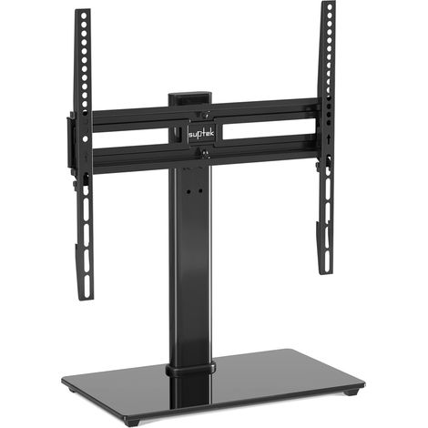 Support TV sur Pied Pivotant sans Perçage Hauteur Réglable à Poser sur Meuble TV Table écrans 26 à 55 Pouces Charge 45 kg VESA 400x400 mm Locataires Petits Espaces (1/5)