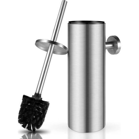 Porte Brosse Toilette Support Mural en Nickel Brossé Balai pour Toilette WC Imperméable (1/4)