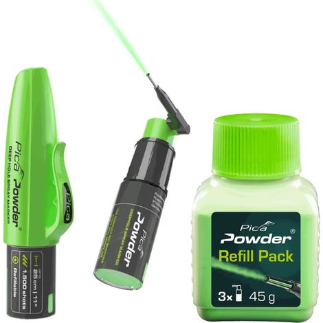 Pica Powder Deep Hole Spray Marker Chalk Marking Refillable Tool + X1 Refill Tub