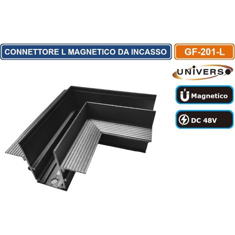 UNIVERSO CONNETTORE ANGOLARE PER BINARIO DA INCASSO TRACK LIGHTS MAGNETICHE DC 48V