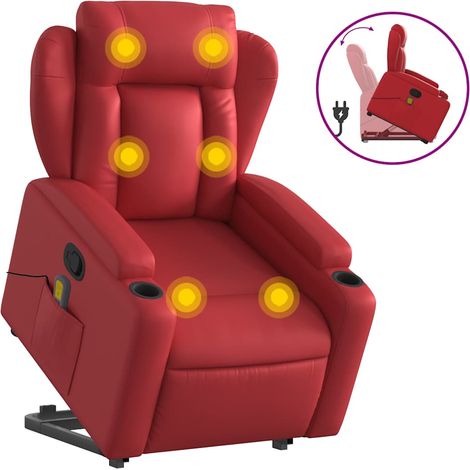 Maison Exclusive - Massagesessel mit Aufstehhilfe Rot Kunstleder