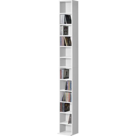 Scaffale a Colonna Tynset con 12 Scomparti per CD DVD 175x20x20 cm Bianco [en.casa]