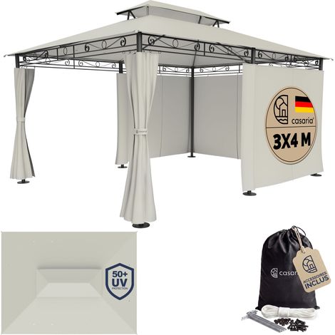 Tonnelle de jardin Topas 3x4 m Tente de réception avec toile hydrofuge Pavillon pergola Mobilier extérieur Crème