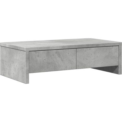Mesa de escritorio con soporte para monitor y cajones de madera de ingeniería gris 020044940