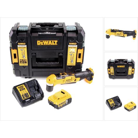 Trapano angolare a batteria Dewalt DCD 740 P1 + 1 batteria da 5,0 Ah + caricabatterie + TSTAK