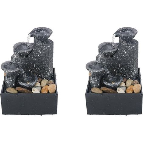 Lot de 2 fontaines décoratives de table en forme de cascade, pour une détente optimale. Ornements de jardin. (1/5)