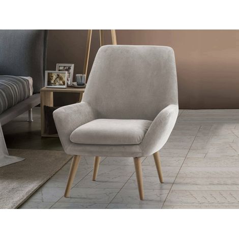 Talamo Italia Poltrona Annarita, Poltrona di design da salotto, 100% Made in Italy, Poltroncina relax in tessuto imbottito, Cm 80x70h95, Grigio, con imballo rinforzato (1/5)