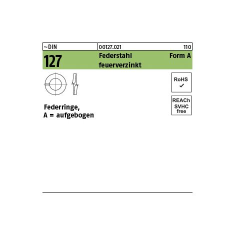 Federring DIN 127 A 14 Federstahl feuerverzinkt