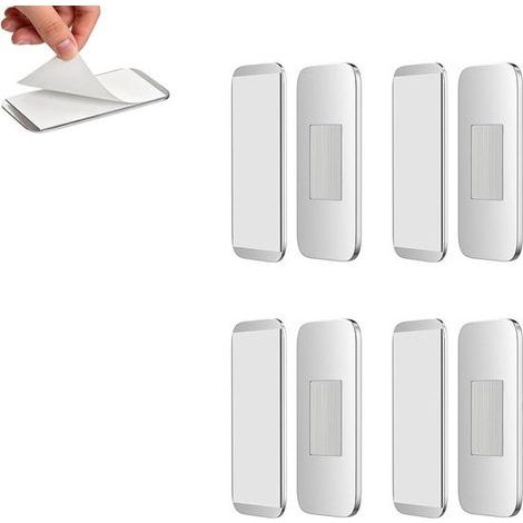 Magnetverschlüsse – 4er-Pack – 40 x 20 x 3 mm – Silber – Türmagnete – Selbstklebende Magnete für Schränke mit 8 Klebestreifen (1/5)