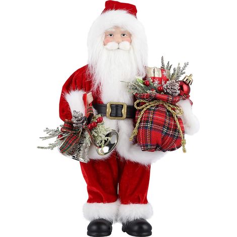 Figurine de Père Noël, Debout de Père Noël Rouge 30.5cm/12in Traditionnelle Décoration de Noël Chiffres Noël Mignon Ornement pour Les Ornements de Table Fête de Noël (1/5)