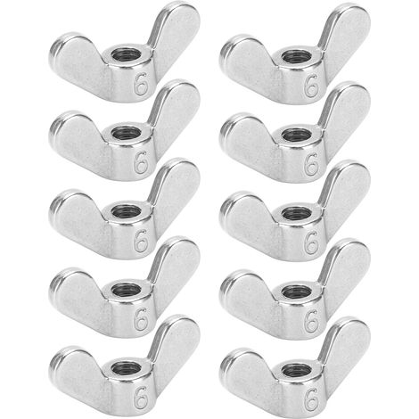 Écrous Papillon M6 Inox 304 Lot de 10 Pièces, Fixations Ailes pour Machines, Kit de Boulonnerie Divers (1/5)