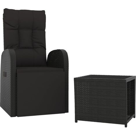 Ensemble de Salon de jardin meuble d'extérieur ensemble de mobilier 2 pièces noir poly rotin et acier