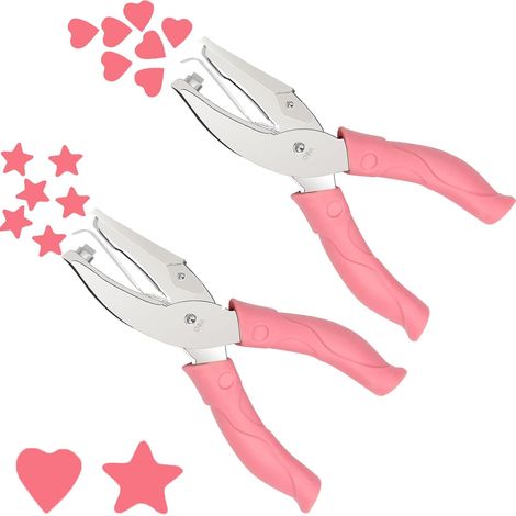2 pièces perforatrice à main, perforatrice à un trou en métal, avec poignée souple (coeur + étoile) 167.5Cm (1/2)