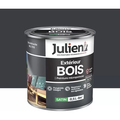 Peinture Extérieur Bois Microporeux Julien Gris Anthracite 0,5 L (1/3)