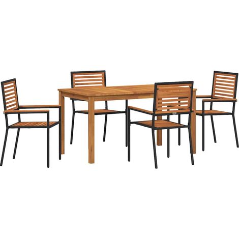 Maison Exclusive - Garten Essgruppe 5 pcs Schwarz Massivholz Akaz