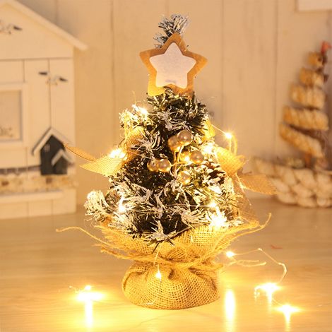 Arbre De Noël Miniature - 12 x 12 x 28 cm - Avec Guirlande Lumineuse - Pour Bureau Fenêtre Intérieur - 1 Pièce (1/5)