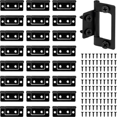 25 Stück Scharniere Klappbar 53x36mm Edelstahl Scharnier Schwerlast mit 100 Stück Schrauben Türscharniere Scharnierband Klein für Holztüren Schränke Küche Bad Büro (Schwarz) (1/5)