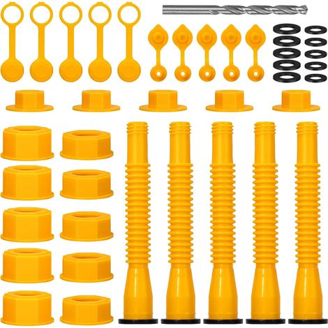 Kit de remplacement de bec verseur pour jerrican carburant 41 pièces – Bec flexible universel 1/2/5/10 gallons, anti-fuite avec bouchons de ventilation, joints, capuchons (1/5)