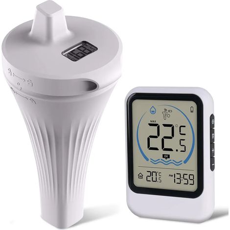 Thermomètre numérique sans fil pour piscine avec écran LCD, thermomètre flottant étanche adapté aux piscines, spas et aquariums (1/5)