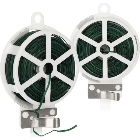 ZOLGINAH Fil végétal Vert 2X 50 mètres - Fil de Jardin gainé - Fil de Reliure pour Plantes avec Coupe-Fil - Support végétal (050m - 2 pièces) (1/5)