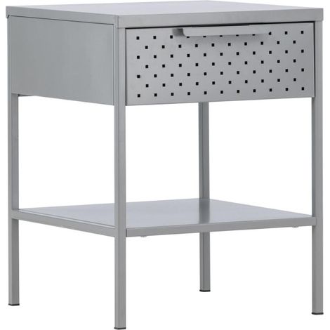 Table de Chevet en Métal "Sacramento" 52cm Gris Clair (1/5)