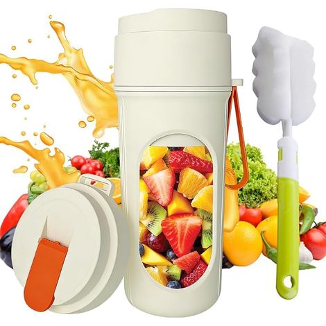 Portable Blender, 450ml, Mini USB Rechargeable Blender, Juice Blender, Portable Smoothie Blenders with 12 Blenders, for Travel, Office and Sport (1/5)