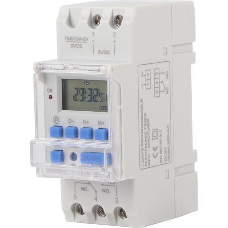 Interrupteur horaire hebdomadaire 5V DC 16A, écran LCD, fonction marche/arrêt avec minuterie, pile amovible (1/5)