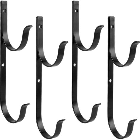 Support de perche de piscine 4 pièces, crochet de fixation en alliage d'aluminium pour manches, brosses, tuyaux d'aspirateur, outils de jardin, noir (1/5)
