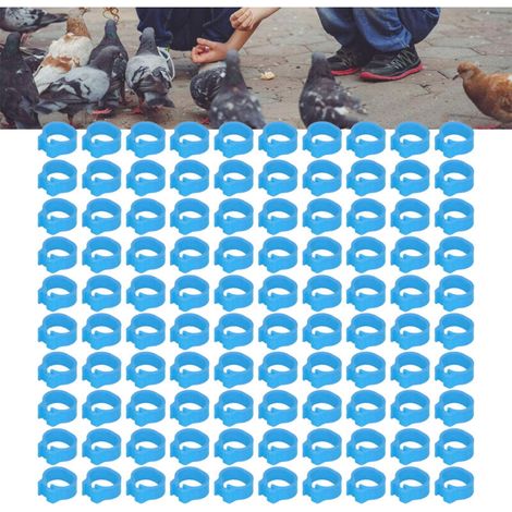 Bagues pour pigeons type J - Anneaux d'identification en plastique de 8mm, pack de 100 pièces bleu léger - pour marquage et gestion de volaille