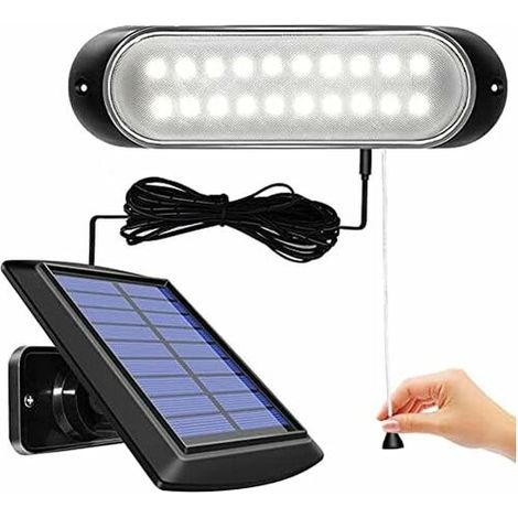 Solar-Bewegungsmelder-Leuchte, 20 LEDs, teilbares Solarlicht mit 5 m Leitung, für den Außen- und Innenbereich, wasserdichte Solarlampe, Zugschalter-Beleuchtung für Gartenhäuschen (1/4)