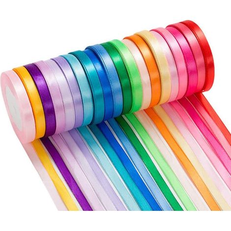 Ruban de Noël 25 mètres, ruban gros-grain, ruban décoratif, ruban à nœuds, ruban satiné, ruban cadeau pour emballage cadeau de Noël, décoration de mariage, fête et anniversaire (paquet de 20 rubans) (1/5)