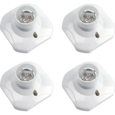 Douille Plafond E27 à Visser, Douille E27 Garage, AC 220-240V, Support Douille pour Ampoule LED, Base Plafonnier Culot E27, Base de Lampe Plastique Blanche pour Lampe au Mur, lot de 4 (1/5)