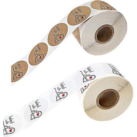 2 rouleaux d'étiquettes en papier kraft pour sachets de biscuits