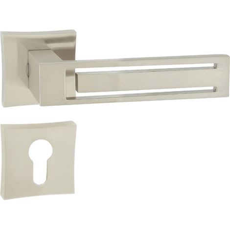 DOMINO Poignée de porte MAGNET QR M9 PZ Poignée avec plaque PZ pour cylindre profilé Nickel (1/5)