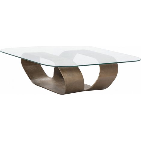 Table basse carrée en verre et métal bronze vieilli - bronze vieilli et transparent (1/5)