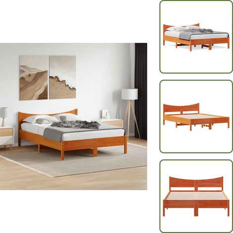 - vidaXL Letto senza Materasso Marrone Cera 140x190 cm in Legno di Pino -