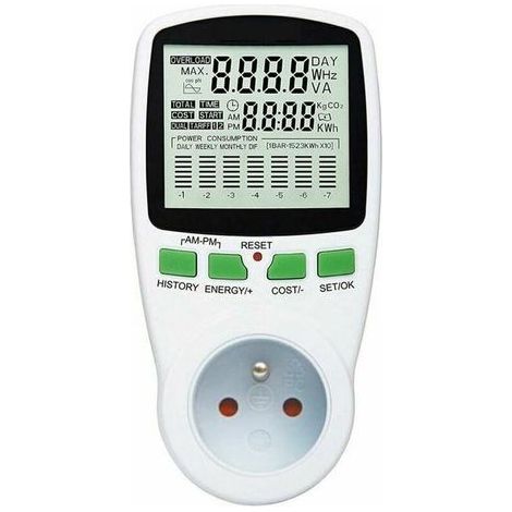One Piece Plug-In Watt KW Meter, Home Electricity Monitor Ammeter, Socket Wattmeter Energy Meter, Meter Analyzer Tester, Overload Protection 178.57.7 (1/4)