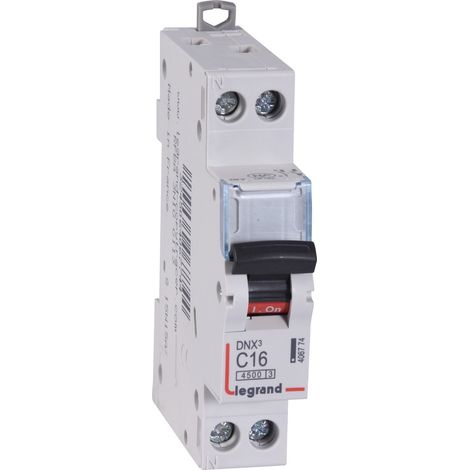 Legrand DNX³ 4500 6kA Leitungsschutzschalter 1P+N 230V 16A grau