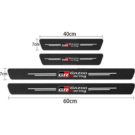 (4 pièces pour GR) Bande de protection autocollante en fibre de carbone pour seuil de porte de voiture,film protecteur imperméable pour Toyota GR Sport,Gazoo Racing,RAV4,C-HR,Mirai (1/3)