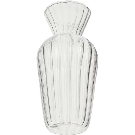 Vase en verre rayé, récipient décoratif pour fleurs, pot de fleurs, ornement (1/4)