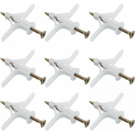 50pcs Drywall Anchor Set, Plastic Expansion Pipe Anchor Kit, Self-Drilling for Aircraft, Used for Most Light Gypsum Walls YMYNY (1/4)