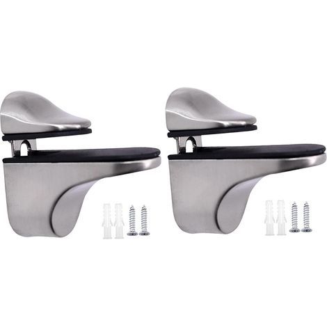 Support d'étagère en verre, équerre pour bois de 3 à 21 mm, pince de fixation pour étagères de chambre, réparation de meubles, finition brossée (1/4)