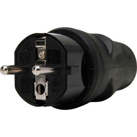 Clavija 2p+t 16a 250 v, ip20, negra, máx. 3 x 1,5 mm²