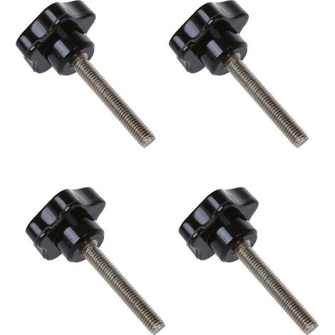 4 M8 x 50 mm Sterngewinde-Ersatzschrauben für den manuellen Feststellknopf, schwarz-silberne Ausführung. (1/3)