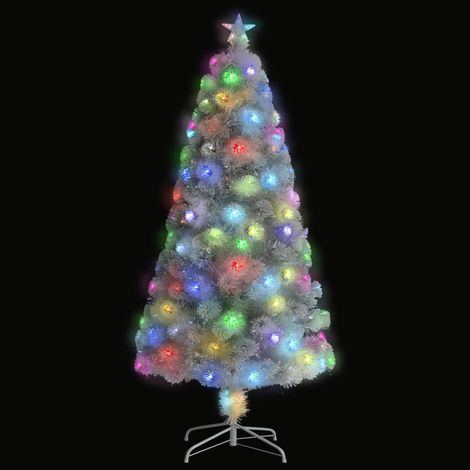 Faux Weihnachtsbaum vorbeleuchtet Weiß 120 cm mit Glasfaser